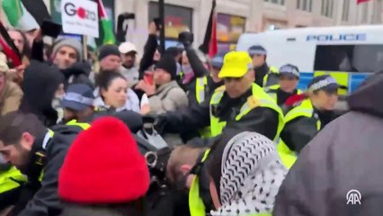 İngiltere'de on binlerce Filistin destekçisi, polisin engellemelerine rağmen gösteri düzenledi