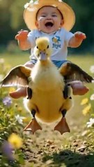 Baby Riding Duck #Duck #baby #fypシ #viral #trendinnow #foryou