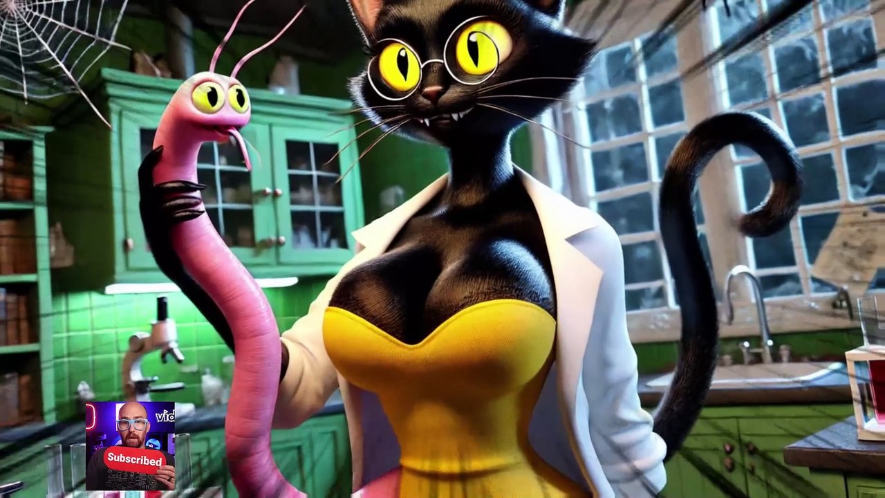 Kitten is Tested with Ancient Prehistoric Worms! 🙀🐛 #cat #ai #catlover #catvideos #cutecat #aicat