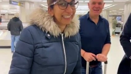 Suella Braverman arrives in Washington wearing MAGA cap