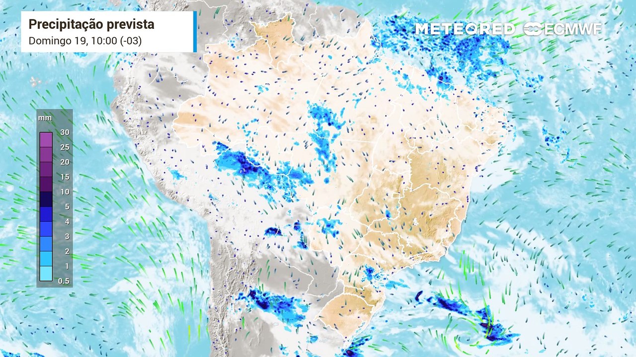 Previsão de chuva e nebulosidade
