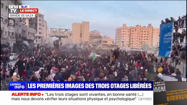Les images de la bande de Gaza au moment du transfert des trois otages israéliennes libérées