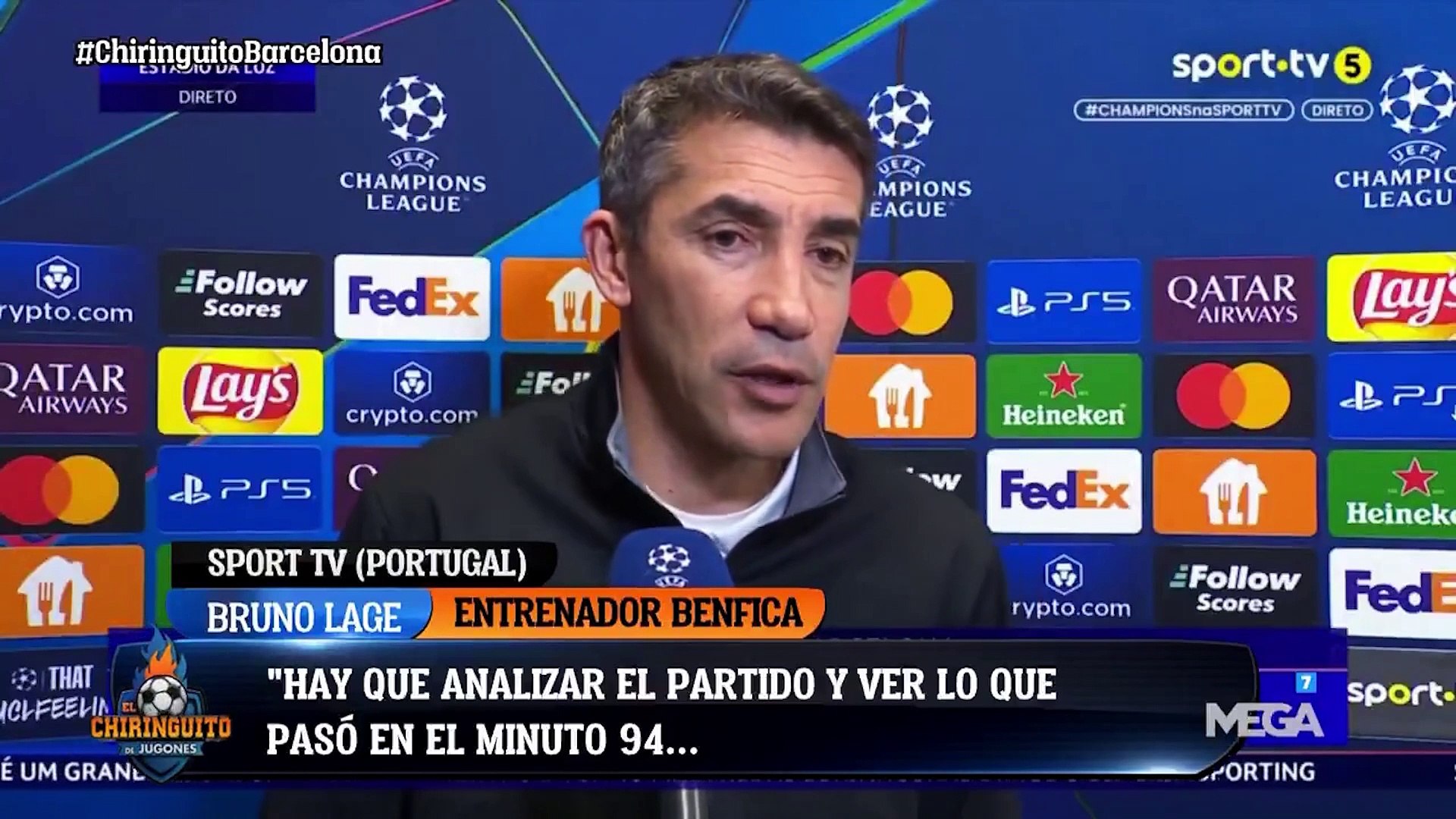 Bruno Lage, tcnico del Benfica carga contra el arbitraje sufrido ante el Barcelona: "No tuvo el mismo criterio"