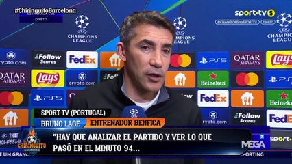 Bruno Lage, técnico del Benfica carga contra el arbitraje sufrido ante el Barcelona: "No tuvo el mismo criterio"