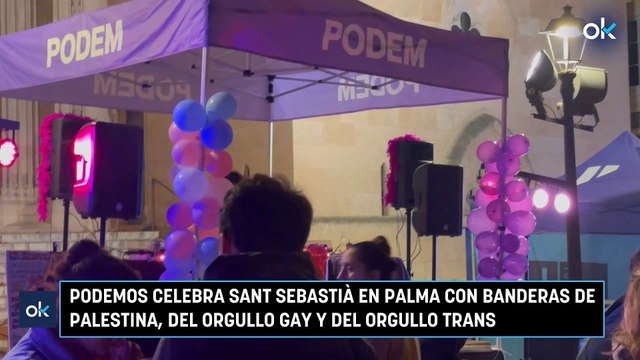 Podemos celebra Sant Sebastià en Palma con banderas de Palestina, del Orgullo Gay y del Orgullo Trans