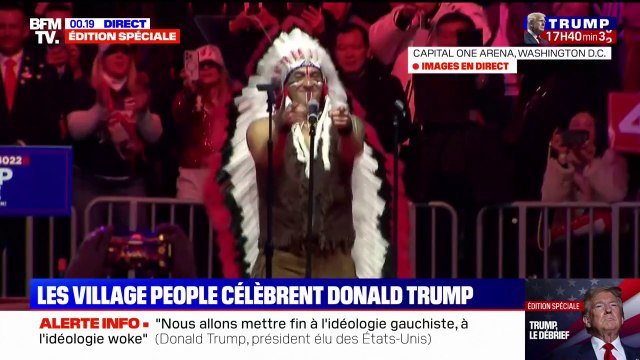 À la veille de l'investiture de Trump, les Village People interprètent leur tube YMCA lors d'un meeting à Washington
