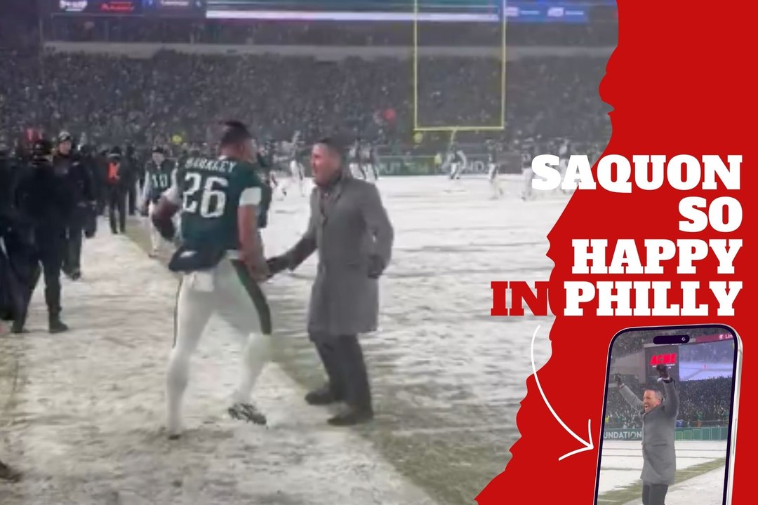 Saquon Barkley hugs the GM! He is so happy to be in Philly and will play the NFC Championship game