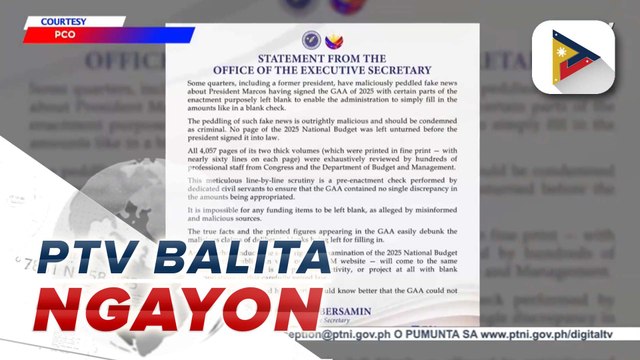 Malacañang, kinondena at inalmahan ang malisyosong fake news hinggil sa 2025 nat'l budget