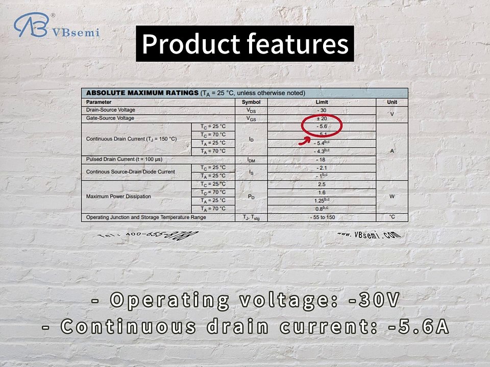 AO3407B-VB is a SOT23 package P-Channel field effect MOS tube