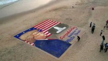 Sand artist Sudarsan Pattnaik creates sand art of US President-elect Donald Trump