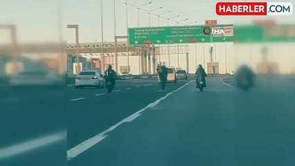 İstanbul Otoyolunda Motosikletli Akrobasi Gösterisi