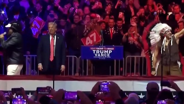 Watch: Donald Trump dances to YMCA with Village People on stage at Washington victory rally