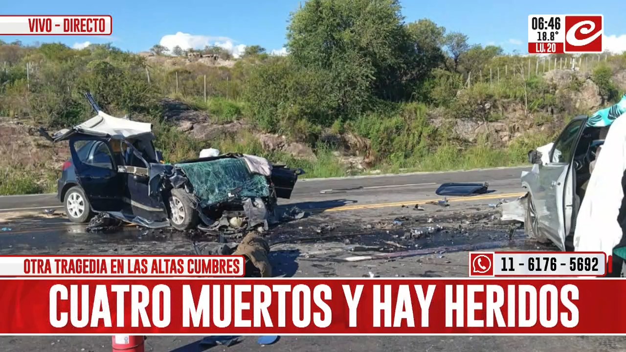Tragedia en las Altas Cumbres: choque frontal t...