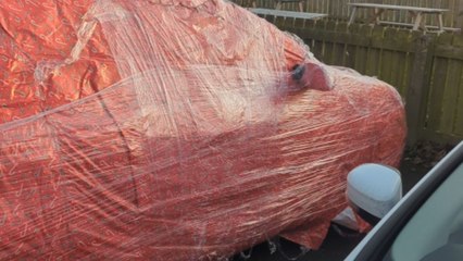 Festive wrapped car becomes the star attraction at the local bar