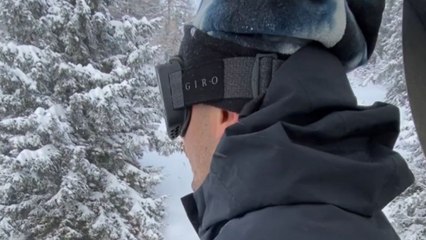 Thrill seeker jumps from a chairlift and smashes straight into a pine tree