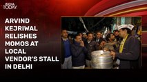 Video: Arvind Kejriwal relishes momos at local vendor's stall in Delhi