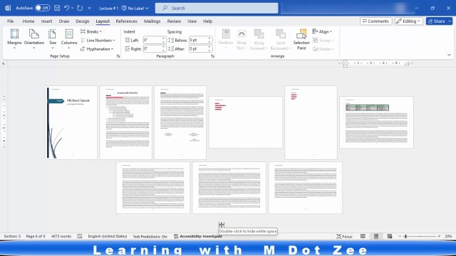 How to use Section in MS Word | Microsoft Word Tutorial | LECTURE # 6 | Learning with M dot Zee