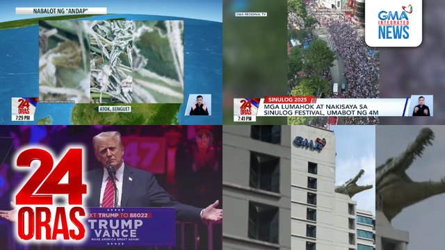 24 Oras: (Part 3) Magnitude 5.5 na lindol, naitala sa Occidental Mindoro; paghihigpit sa border ng Amerika, isa sa mga prayoridad ni Trump pagka-upo sa pwesto; pilot episode ng Lolong: Bayani ng Bayan, mapapanood na ngayong gabi, atbp.