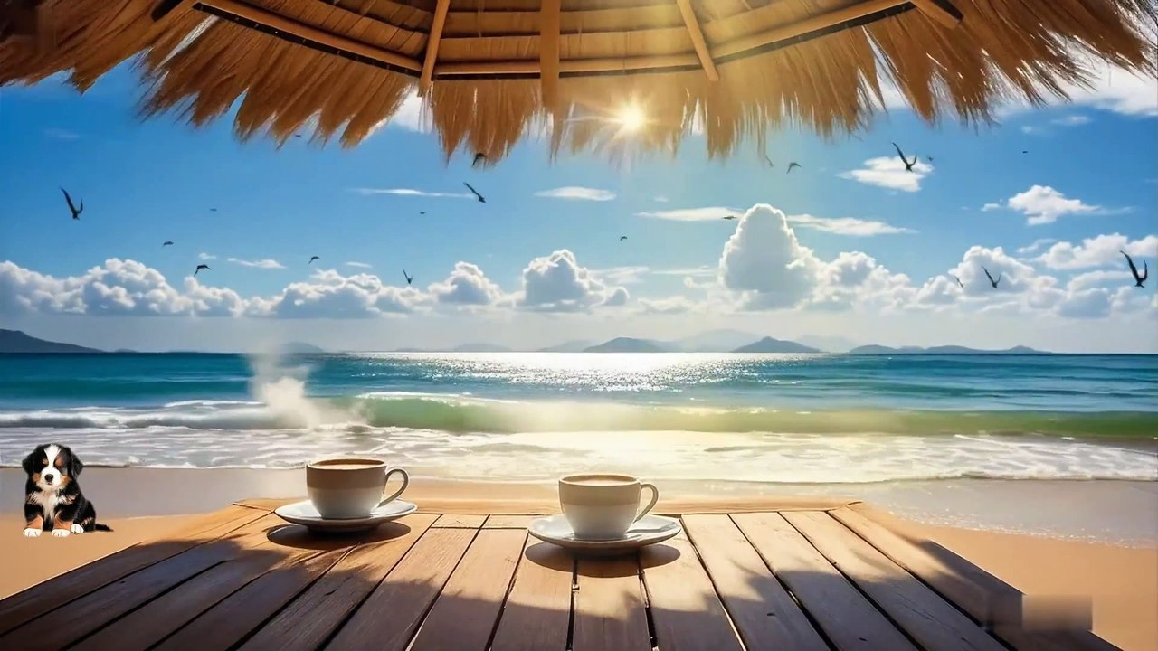 Morning Beach Coffee Jazz Music ☀️ Cheerful Bossa Nova for Relaxation & Productivity 🎷☕