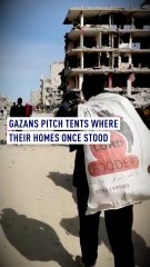 Gazans pitch tents where their homes once stood