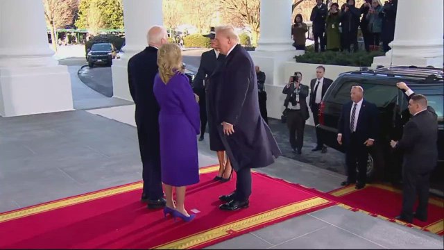 Joe y Jill Biden reciben a Donald y Melania Trump antes de su salida definitiva de la Casa Blanca