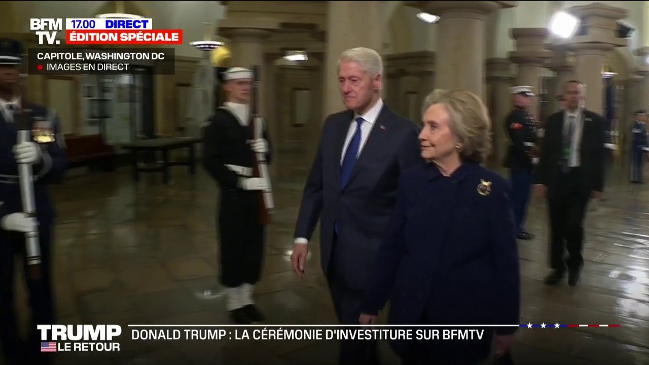 Investiture de Donald Trump: l'entrée au Capitole des anciens présidents Bill Clinton, George W. Bush et Barack Obama
