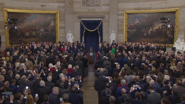 Donald Trump's triumphant entrance: set to become 47th President amid roaring applause and patriotic fervor in Capitol Rotunda