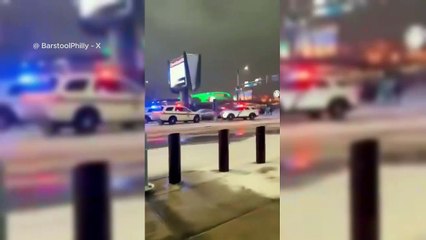 Eagles fan crash into a cop car outside Lincoln Financial  Field