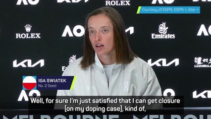 Swiatek relieved to finally get closure on doping case