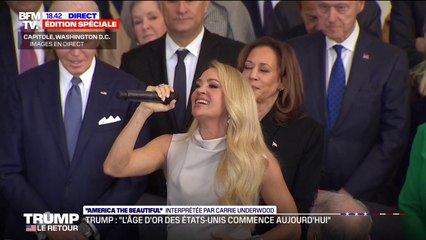 Investiture de Donald Trump: la chanteuse country, Carrie Underwood, entonne "America the Beautiful", un chant patriotique américain