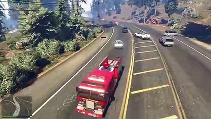 GTA V PS4 Fire Truck Vs Police Car