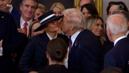 Donald and Melania Trump Share an Air Kiss on Inaugural Stage Before His Swearing-In