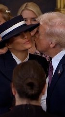 Donald and Melania Trump Share an Air Kiss on Inaugural Stage Before His Swearing-In