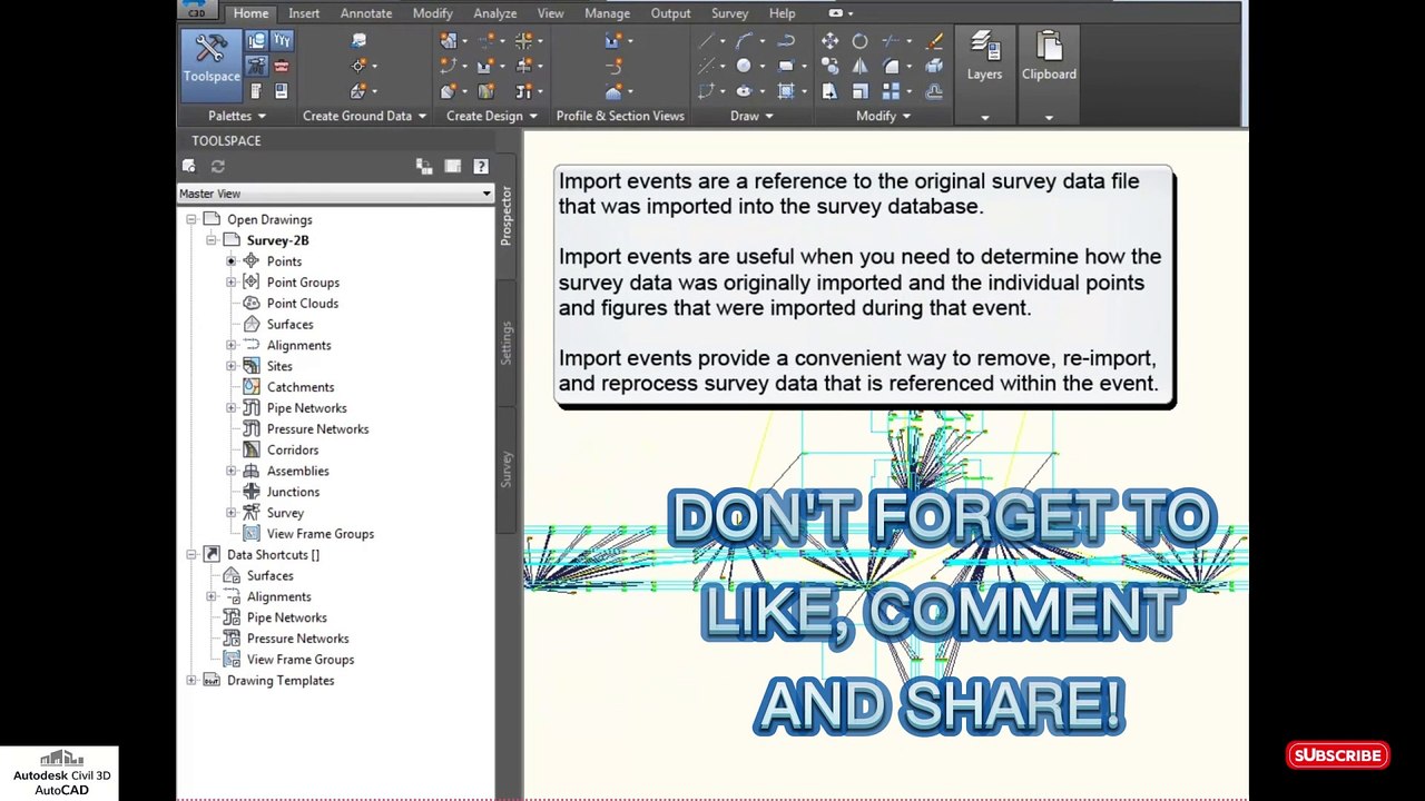 how to Update Imported Survey Data in civil 3d #autocadcivil3d #autocad #autocad #Autodesk #civil3d