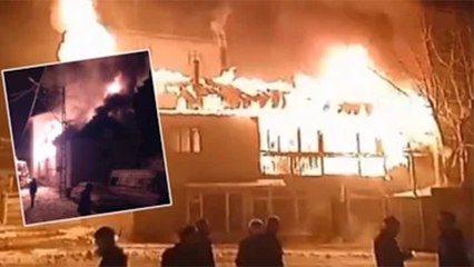 Sivas'ta yangın! İki katlı ev kül oldu