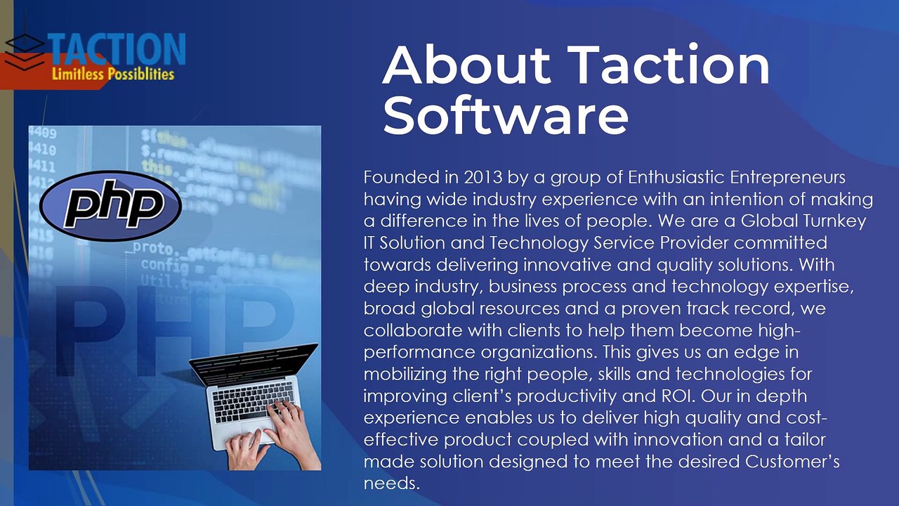 Top PHP Development Company - Taction Software