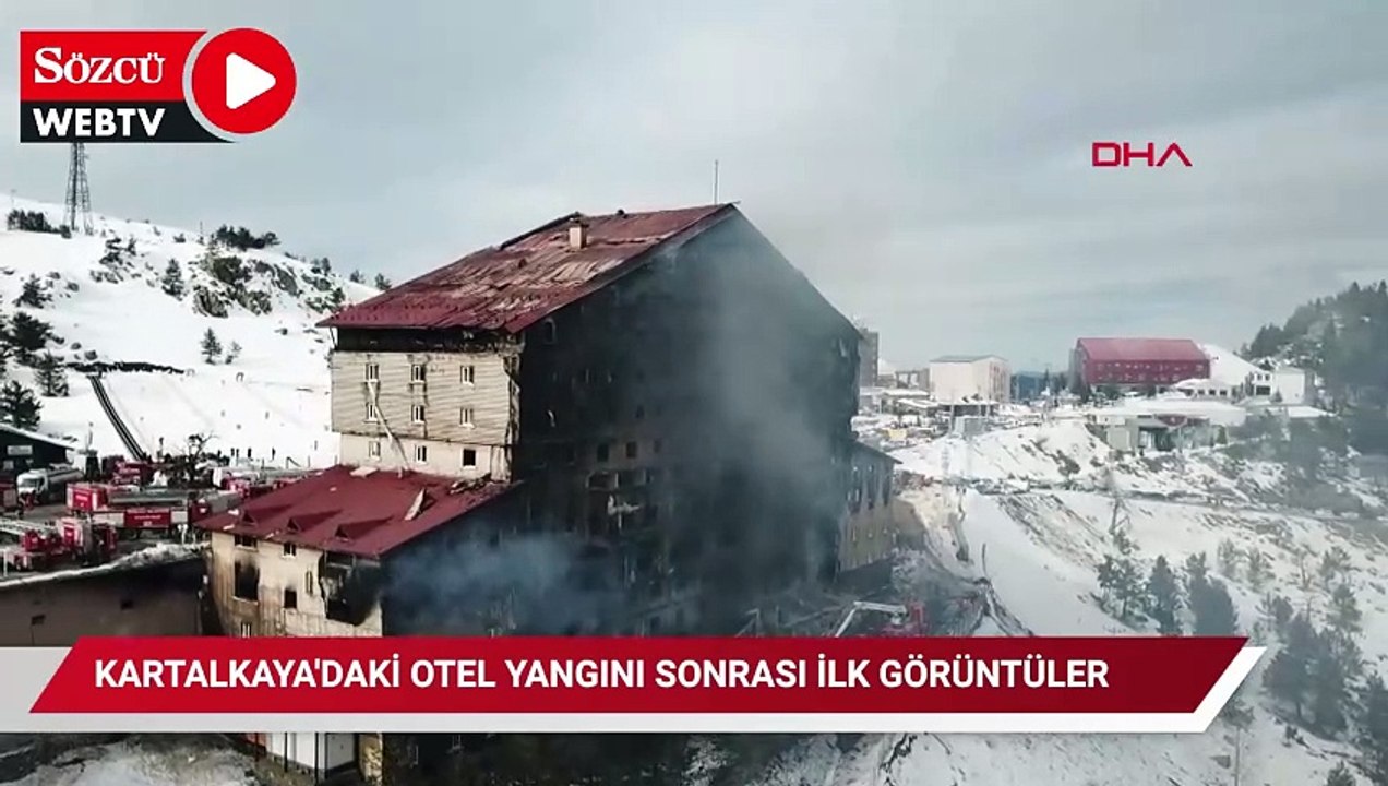 Kartalkaya'daki otel yangını sonrası ilk görüntüler ortaya çıktı! Her şey küle dönmüş