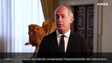 Zaia: "Dopo sentenza Consulta, spero ci sia possibilita' di dialogo con opposizioni"