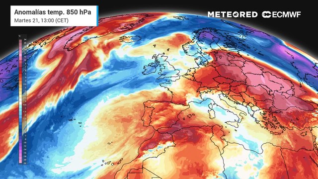 Anomalías de temperatura a 1400 metros previstas para los próximos días por el modelo europeo