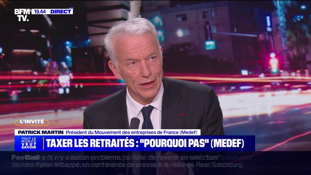 "C'est une rustine": Patrick Martin (Medef) réagit à la piste du gouvernement de travailler sept heures de plus par an gratuitement