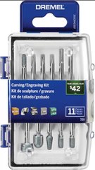 Dremel 729-01 11-Piece Carving & Engraving Rotary Tool Accessories Kit - Includes Engraving Bits & Grinding Stones- Ideal for Wood, Metal, and Glass