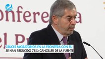 Cruces migratorios en la frontera con EU se han reducido 78%: canciller De la Fuente