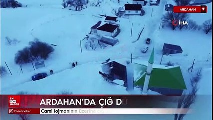 Ardahan'da cami lojmanının üzerine çığ düştü