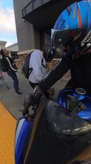 Dog Refuses to Move After Spotting Sports Motorcycle