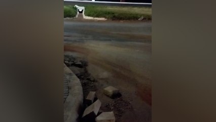 Pista perigosa: motociclista cai na BR 277 devido a resíduos de obra