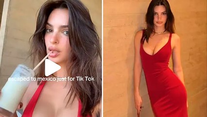 Emily Ratajkowski presume en TikTok escape a México; maravilla con bikini y Bad Bunny