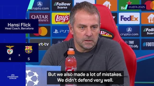 Flick reflects on Barcelona's 'crazy' UCL win at Benfica