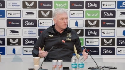 Everton's  Moyes on the challenge of facing Brighton and Hove Albion, Dwight McNeil needing surgery and his 700th game as Premier League manager  Finch Farm, Liverpool, UK
