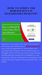 HOW TO VERIFY AND REBUILD DATA IN QUICKBOOKS DESKTOP