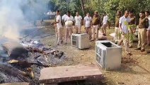 पुलिस ने नष्ट करवाया 8.5 करोड़ का तस्करी का 4500 किलो मादक पदार्थ, गांजा, डोडा चूरा और स्मैक को लगाई आग